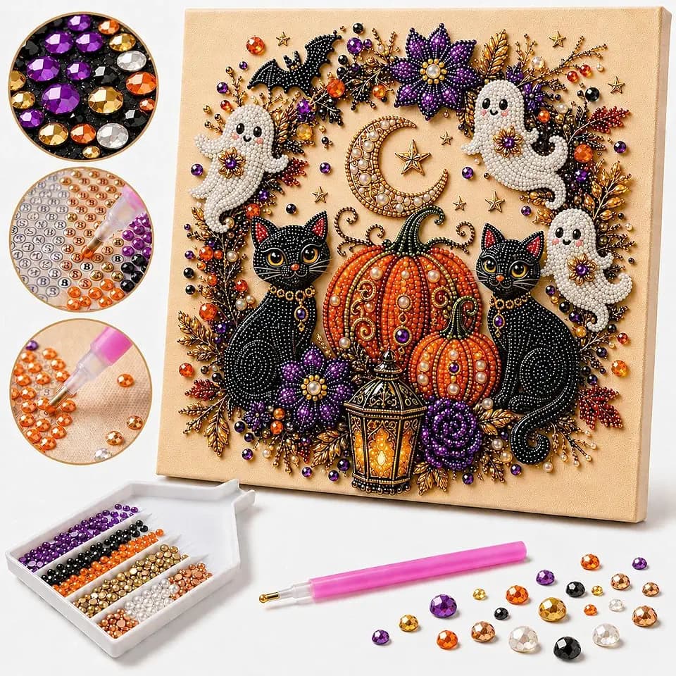 Halloween Diamond Art Kits for Adults, Pearl Art Kits for Adults Fall Theme