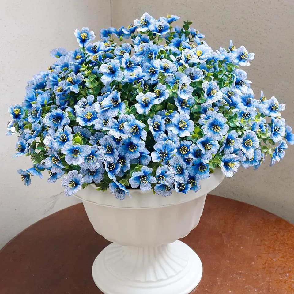 NETAP Artificial Flowers for Outdoors, 12 Bundles UV Resistant, Blue