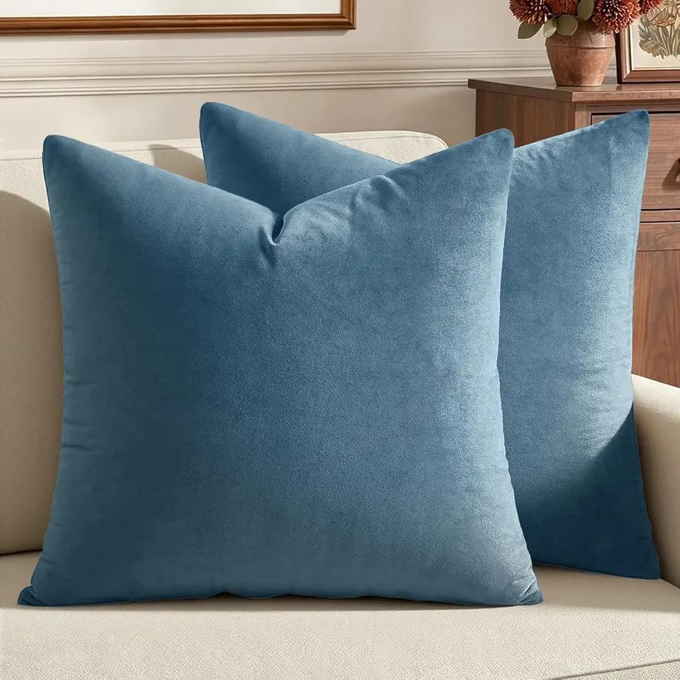 MIULEE 26x26 Inch Pack of 2 Euro Velvet Throw Pillow Covers Blue Gray