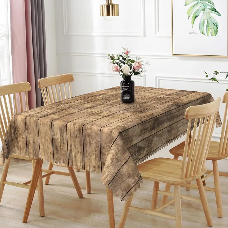 60x102inches Rustic Wood Grain Tablecloths Wooden Texture Printed Fabric Table Covers Rectangle Vintage Farmhouse Style Table Cloth for Western Barn Themed Birthday Wedding Party Decorations