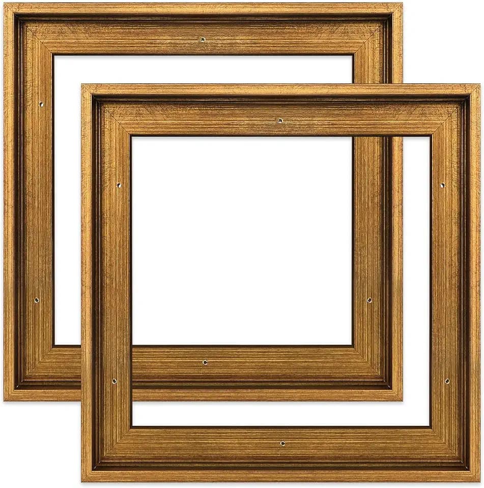 Vintage Gold Floating Frame for 14x14 Canvas Paintings,0.9" Deep