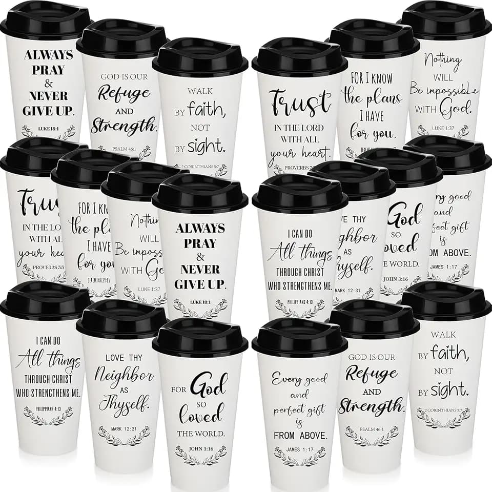 Skylety 40 Pack Christian Gifts Bulk 16oz Bible Verse Tumbler with Lids