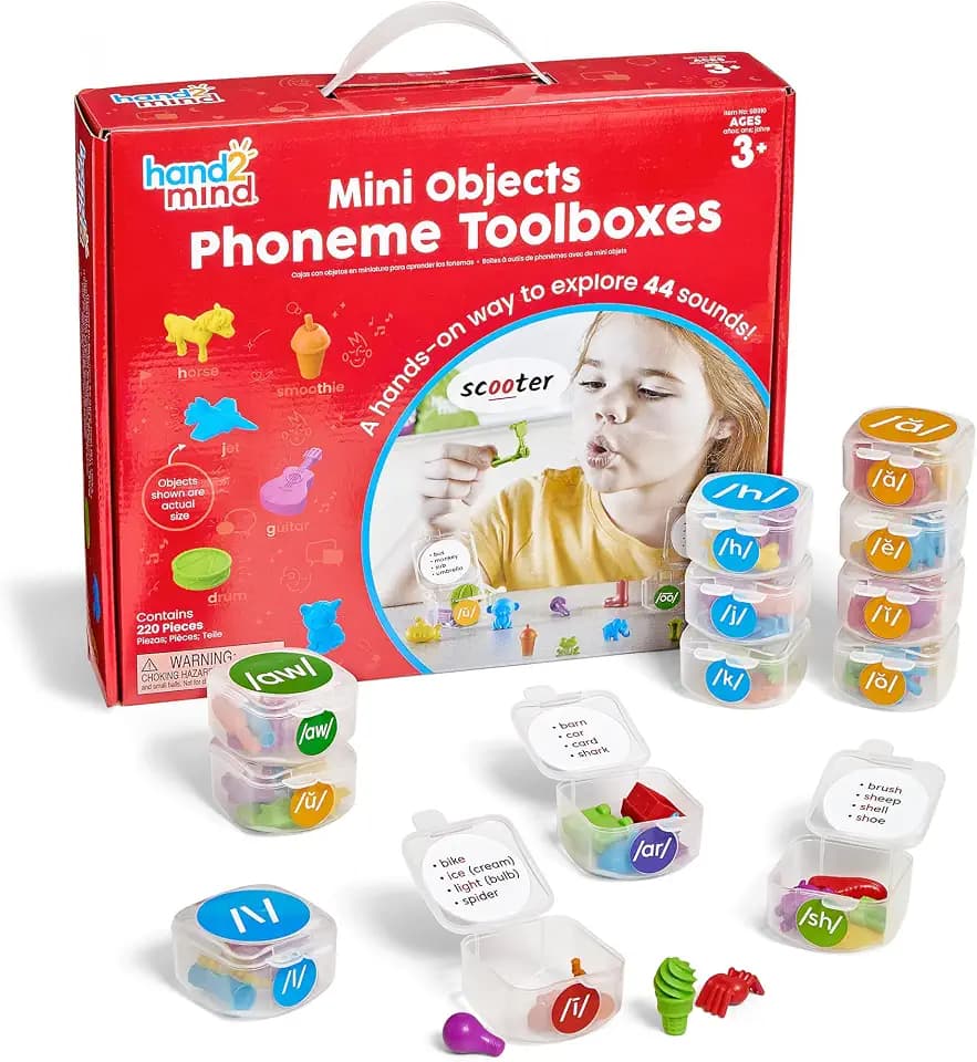 hand2mind Mini Object Phoneme Toolboxes, Phonics Manipulatives, Ages 3+