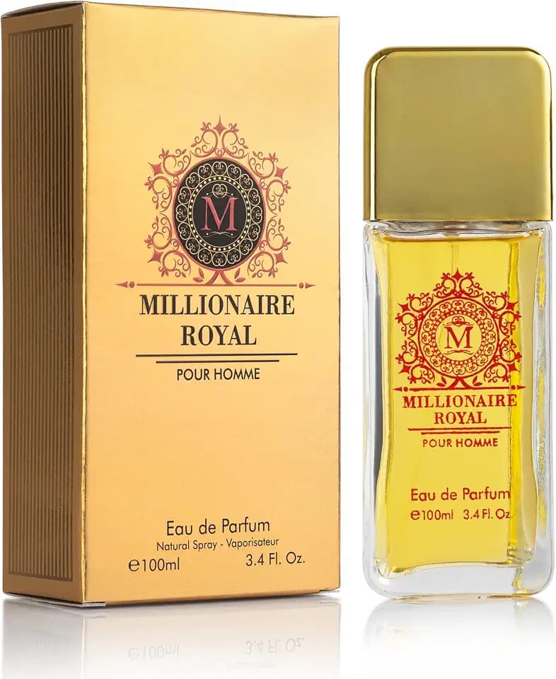 Millionaire Royal for Men - Oriental Fresh Woody Fragrance - Top Notes of Mandarin, Bergamot & Cardamom - Natural, Mild, Free of Parebens, Vegan & Cruelty-Free - Elegant 100ml Bottle, Parfume for Men