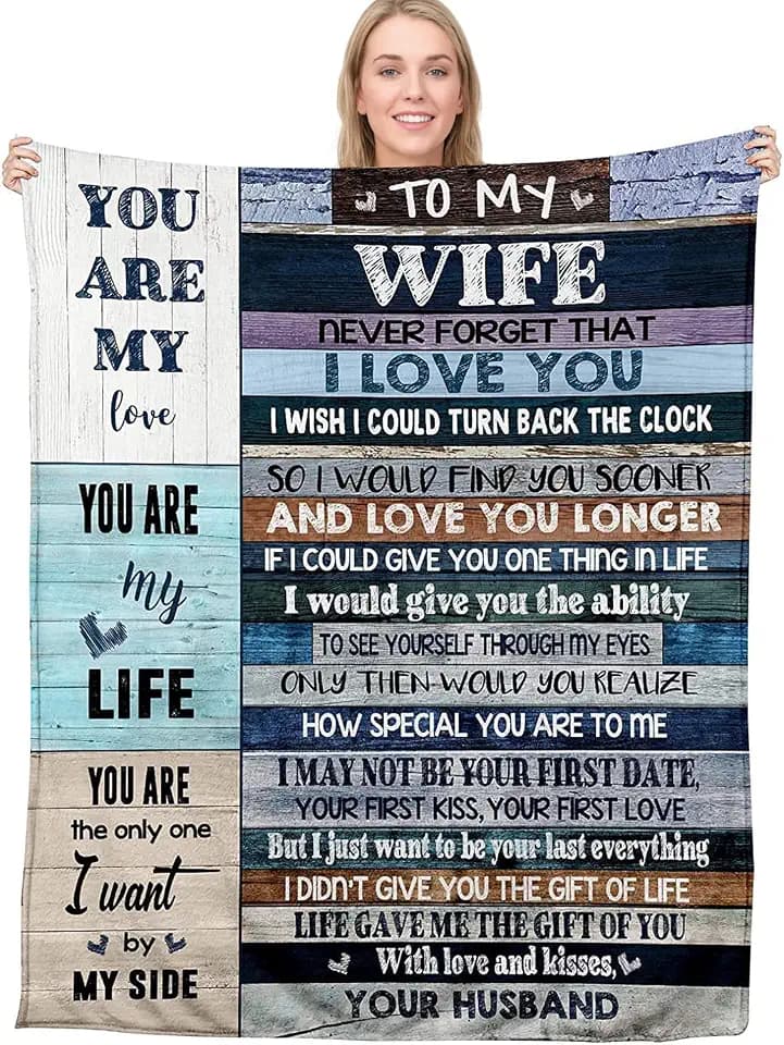 BASAO Anniversary Romantic Gift for Women, to My Wife Blanket from Husband