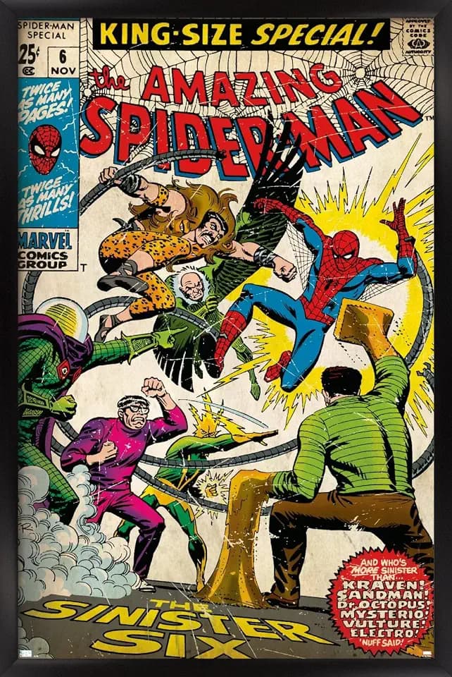Trends International Marvel Comics - Spider-Man - Amazing Spider-Man #6 Wall Poster, 22.375" x 34", Black Framed Version