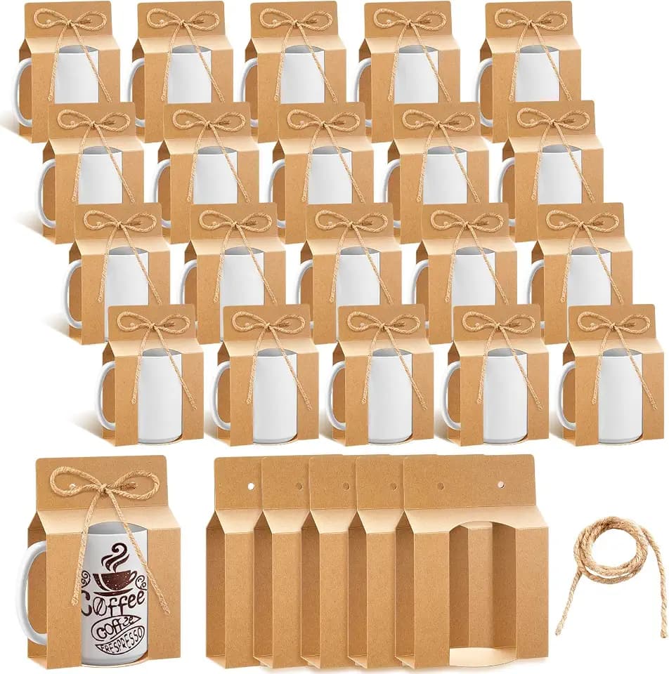 Kosiz 36 Pcs Sublimation Coffee Mugs Gift Bags with Window