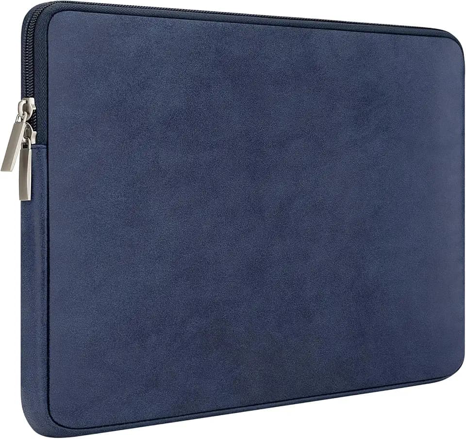 RAINYEAR 15,6 Zoll Laptop-Hülle aus PU-Wildleder Tragetasche, Tiefes Blau