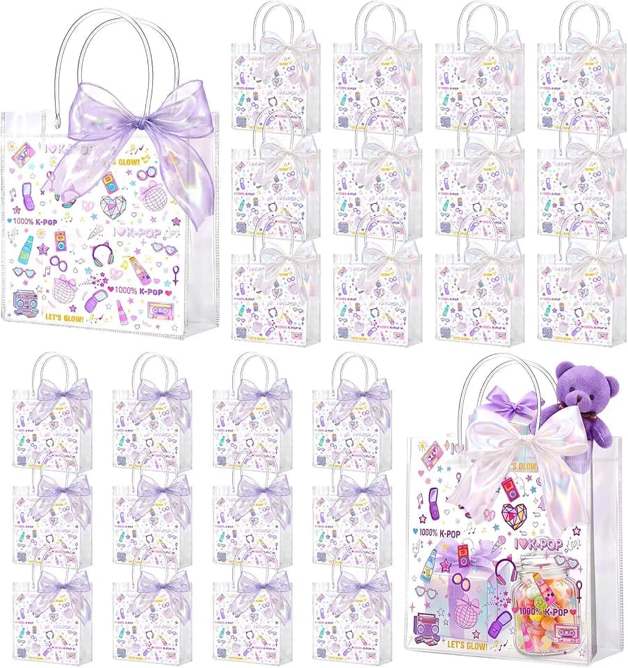 Sweetude 24 Pack Kpop Goodie Candy Bags Party Favors Set with Handle Ribbon