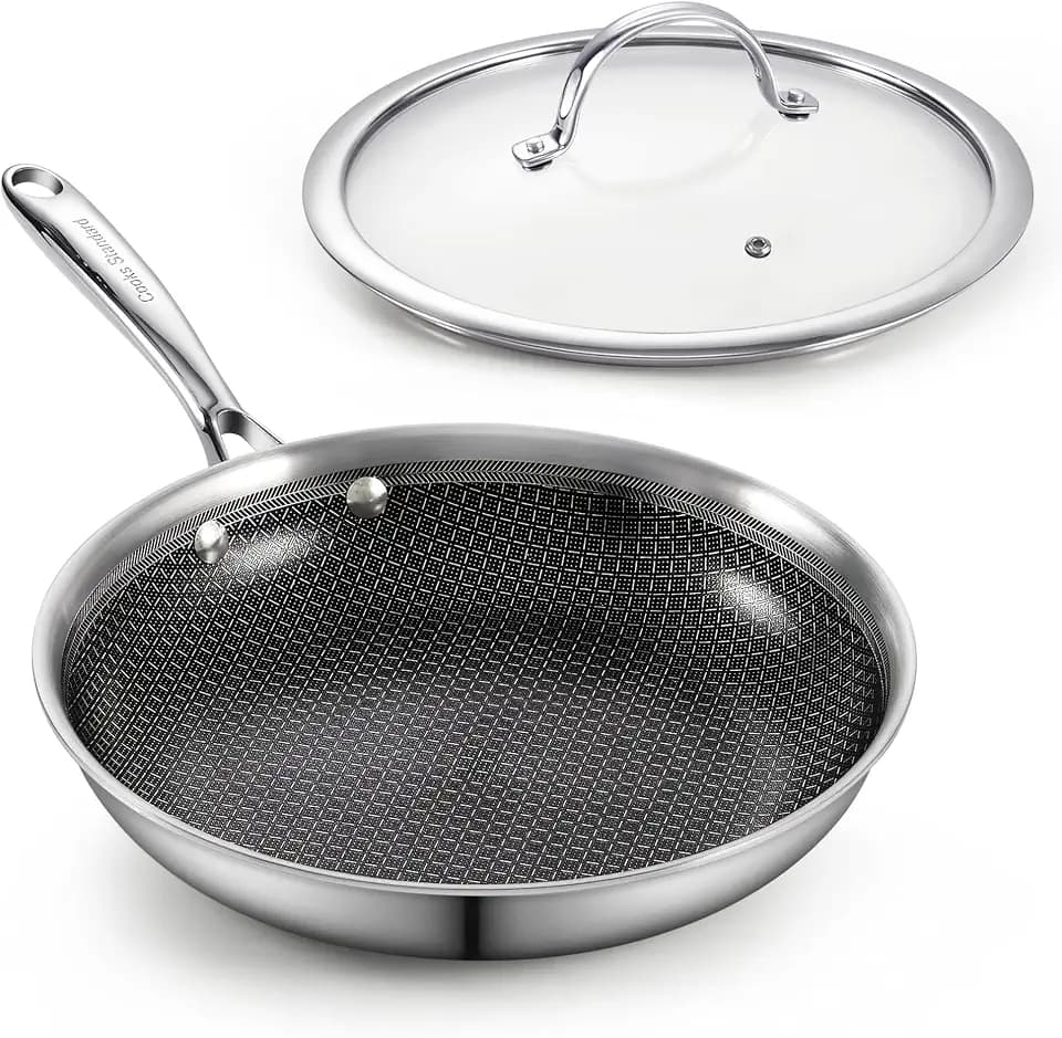 Cooks Standard Stainless Steel Hybrid Nonstick 10-inch Frying Pan with Lid