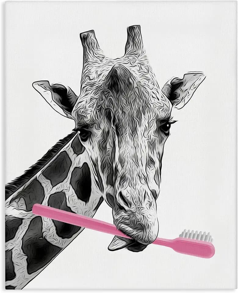 Stupell Industries Funny Animal Bathroom, 16 x 20 Inch Canvas Wall Art