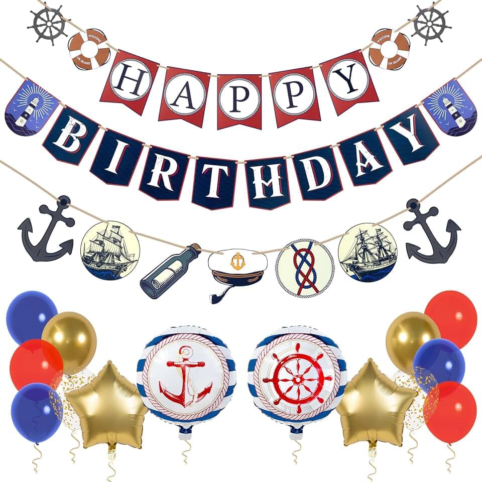 Pirese Nautical Birthday Decorations, Boat Birthday Decorations, Sailor Kit