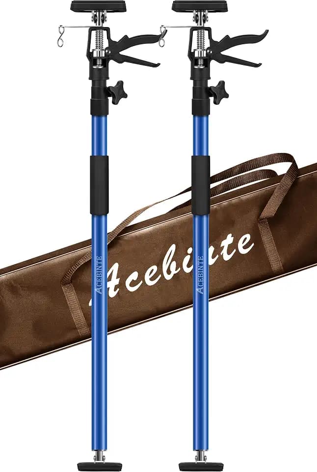2PK Support Pole,Steel Telescopic Quick Adjustable 3rd Hand Support System, Support Rod, Supports up to 154 lbs Construction Rods for Cabinet Jacks Cargo Bars Drywalls Extends from 50 Inch to 118 Inch