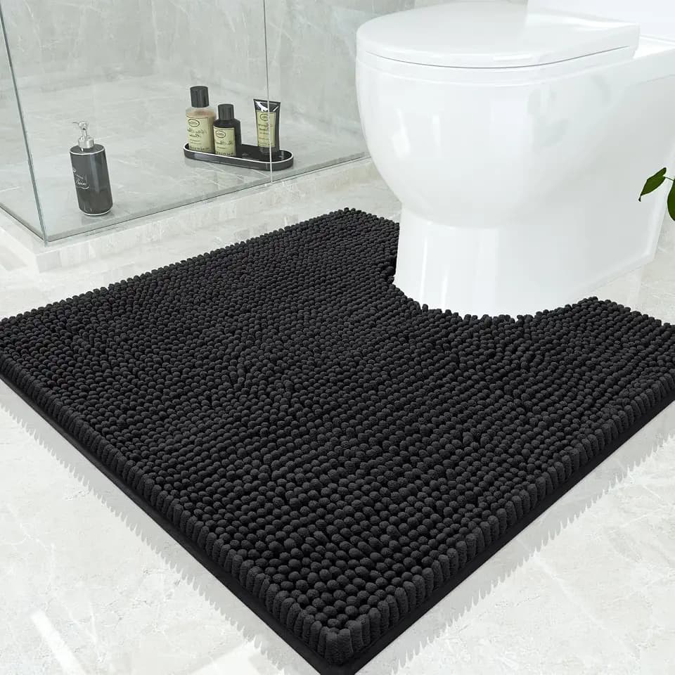 Smiry Toilet Rugs U-Shaped 24x24, Extra Soft Absorbent Contoured Bath Mat