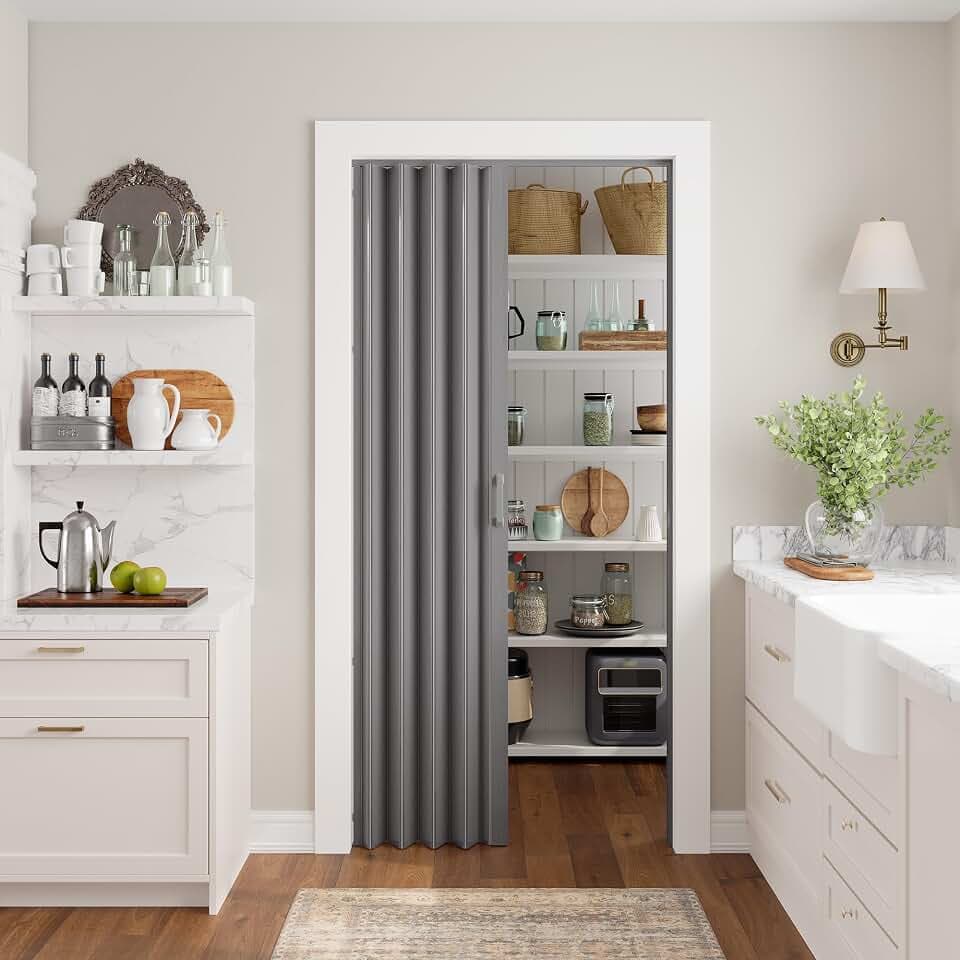 SmartStandard 48" x 80" Accordion Doors Interior, Double Walled, Grey