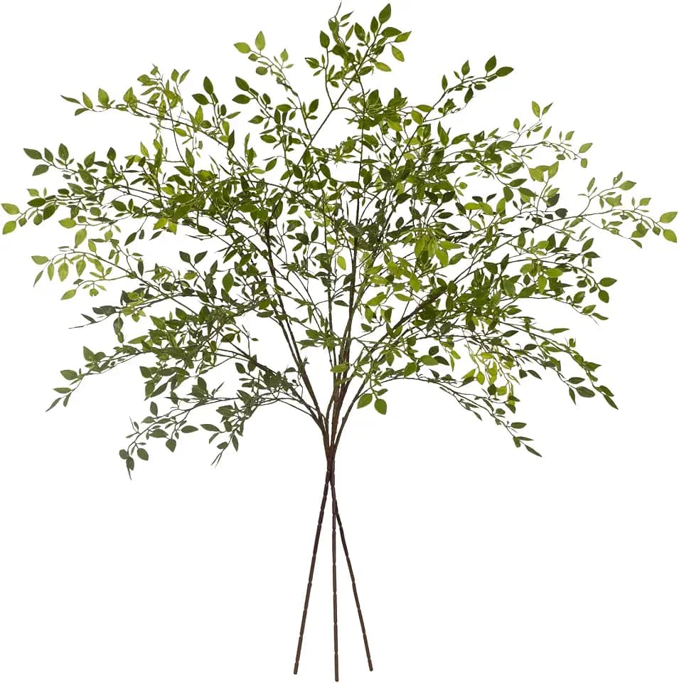 Fake Plants Eucalyptus Stems,Plastics Ficus Stems for Vase Artificial Plants,Greenery Stems Branches for Vase Faux Plants Indoor,Faux Greenery Indoor Vase Fillers for Home Decor (Green,3Pcs)