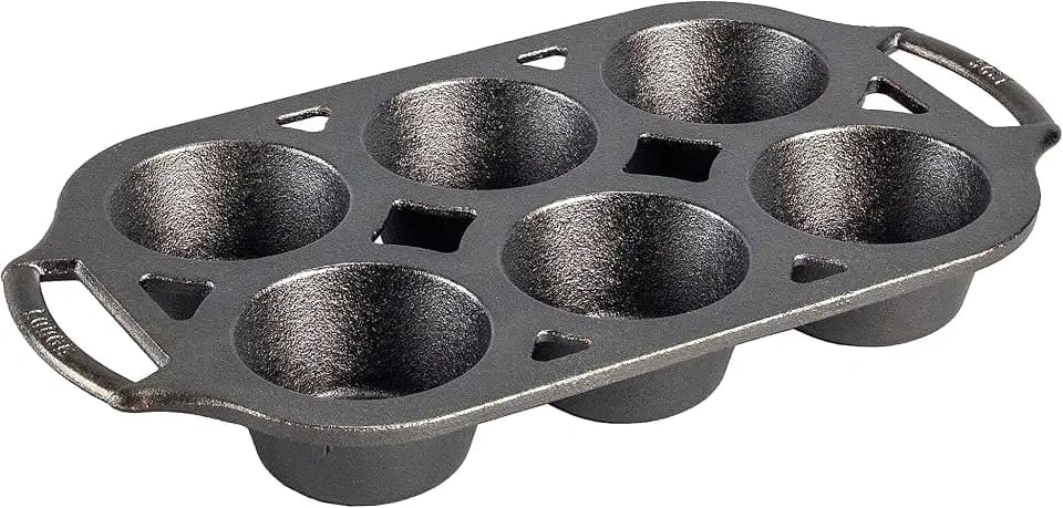 Lodge Pre-Seasoned Cast Iron 6 Wells Muffin Baking Pan, PFAS-Free