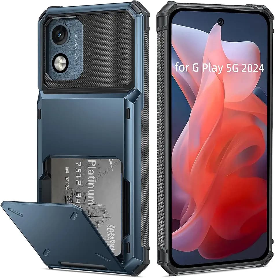 for MOTO G Play 5G 2024 Wallet Case,5 Credit Card Holder Flip Cover