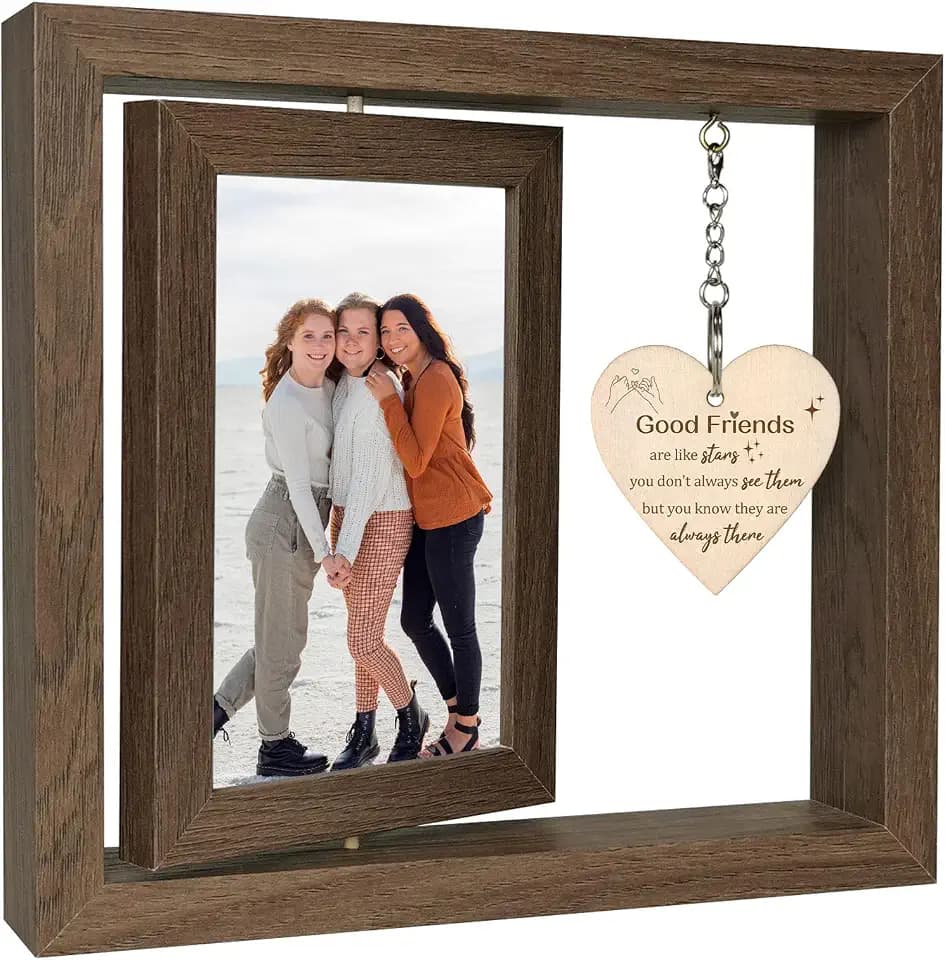 EYITUPC Rotating Wood Best Friend Frame Women Besties BFF Friendship Gift