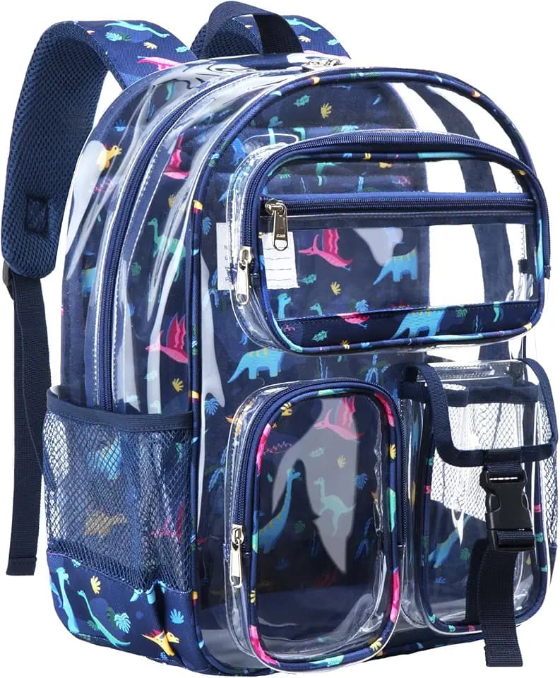 Vorspack Clear Backpack for Boys, Cute Transparent School Bookbag, Blue