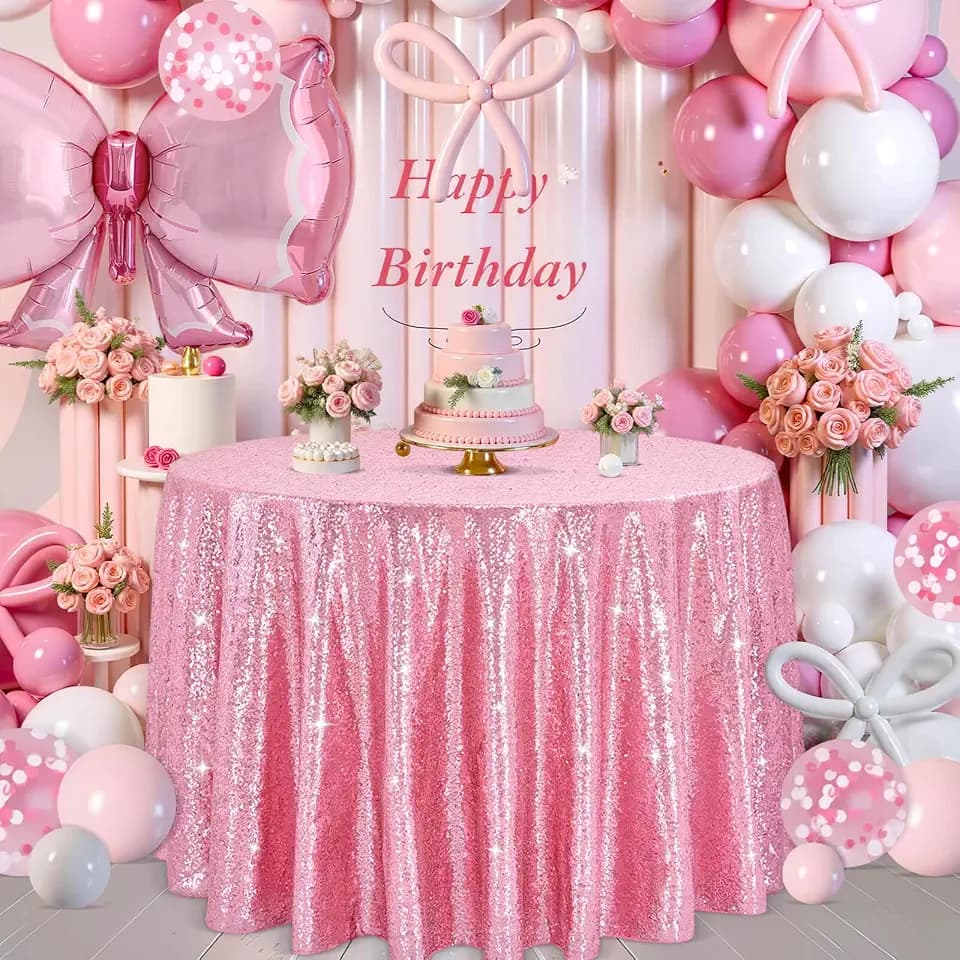 B-COOL Sequin Tablecloth Round Party Decorations 90 Inch Tablecloth