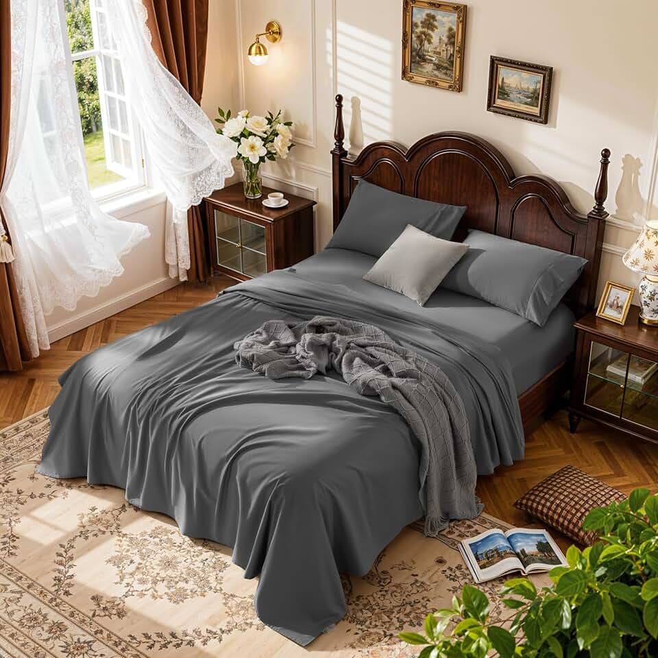 LBRO2M 100% Egyptian Cotton Sheet Set 1000 TC, 19" Deep Pocket, Cal King