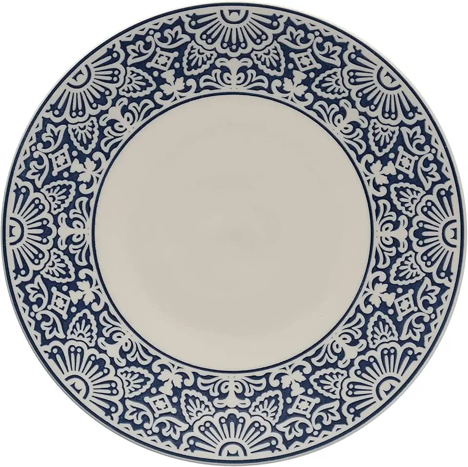 Fortessa Havana Vitrified China Coupe Rimless Plate 4 Pack, Blue, Dinner Plate, 10.75 Inche