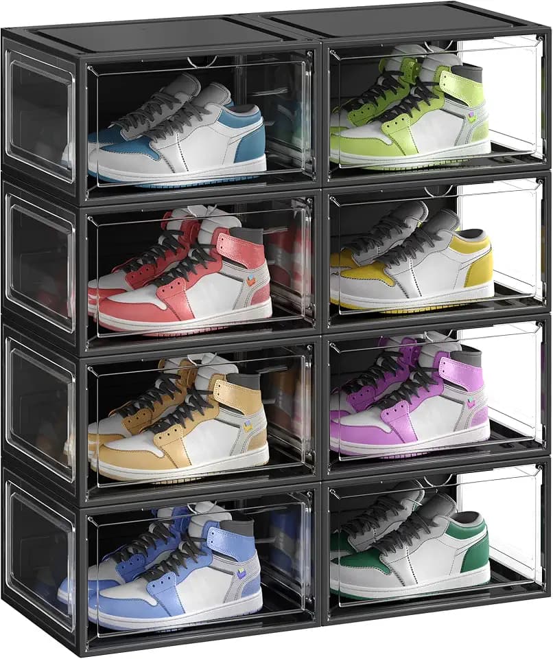 SONGMICS Shoe Boxes Set of 8, Fits Shoes up to US Size 12