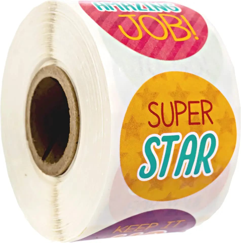Bright Teacher Message Stickers / 500 Inspirational Labels / 8 Motivational Classroom Homework Lesson Designs / 1.5" Small Reward Sticker/Made in The USA