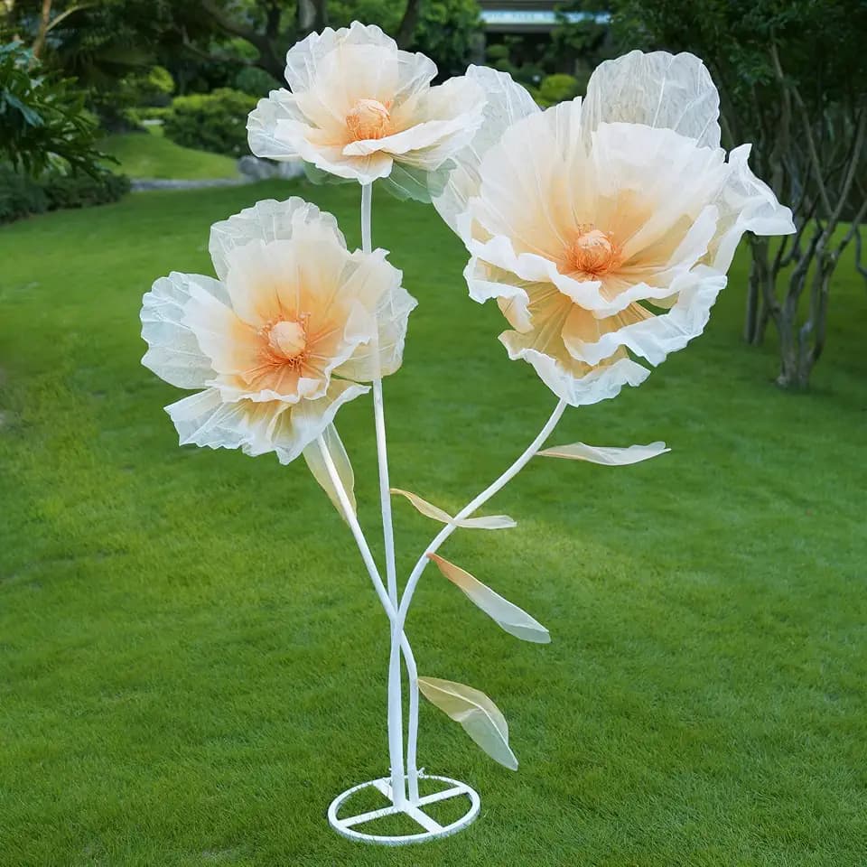 Giant Artificial Flower Decor with Stand,Oversized Freestanding Gradient Statement Flower for Wedding Flower Decor,Event,Commercial Display,Photo Backdrop & Home Decoration (Champagne)