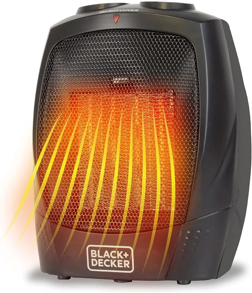 BLACK+DECKER Personal Ceramic Heater, 1500 Watts, BHDC201, Black