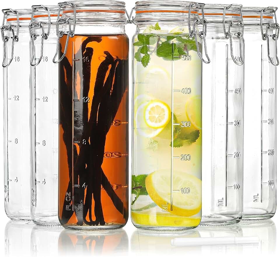 Glass Jars with Airtight Lid, Glass Bottles for Vanilla Extract, 20 oz