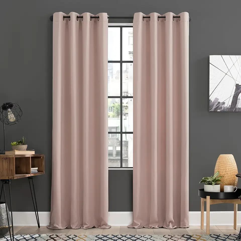 Sun Zero Soho 2-pack Blackout Energy Efficient Grommet Curtain Panel Pair, 54" x 84", Blush Pink