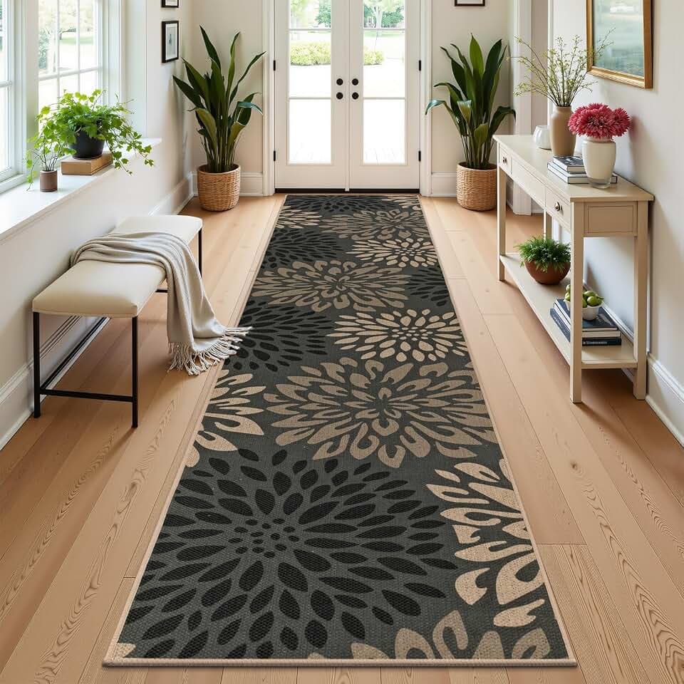 HEBE Faux Jute Hallway Runner Rug 2x10, Washable Indoor Outdoor Rug Runner