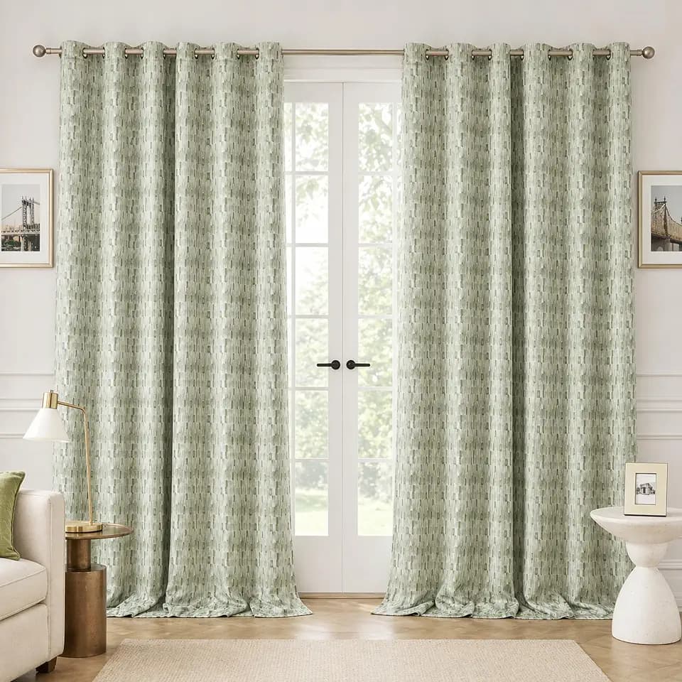 Sun Zero Vernon 2-Pack Monochrome Brushstrokes Magnetic Closure 100% Total Blackout Grommet Curtain Panel Pair, Olive Green, 40" W x 84" L (2 Panels)