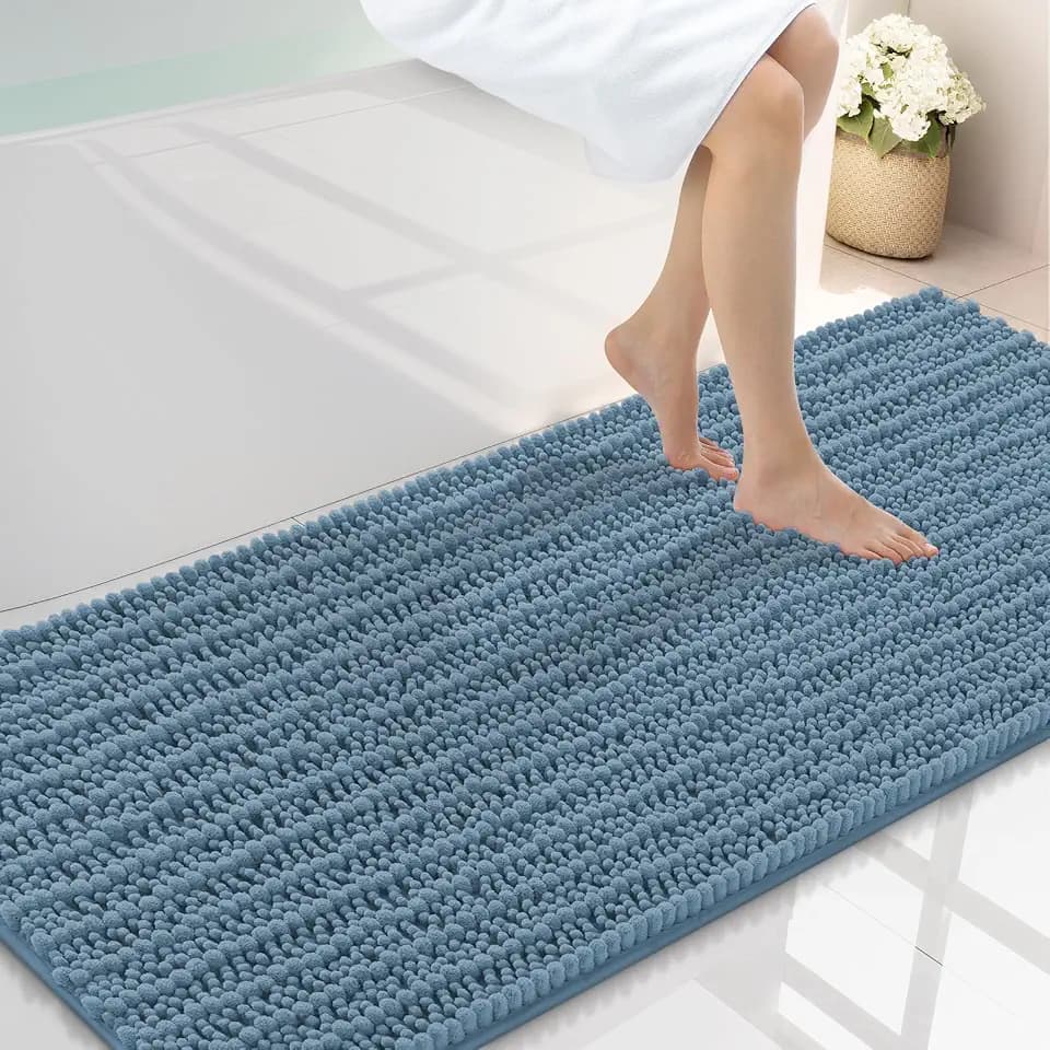 Smiry Bathroom Rugs 59X24, Extra Soft Rubber Backing Chenille Bath Mats