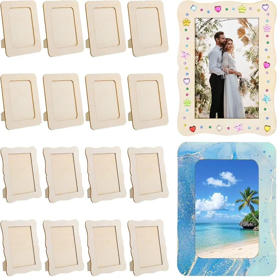 16 Pack Wooden Picture Frames for Crafts, 4" x 6" DIY Picture Frame Craft