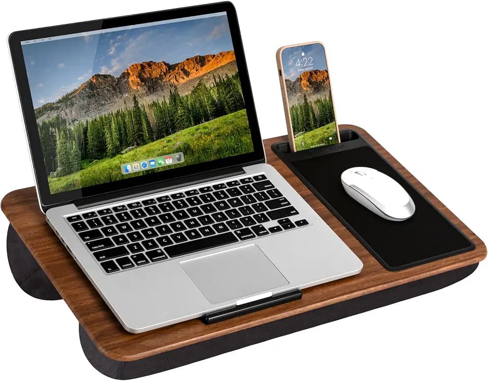 LAPGEAR Home Office Lap Desk – Espresso Woodgrain, Fits 15.6” Laptops