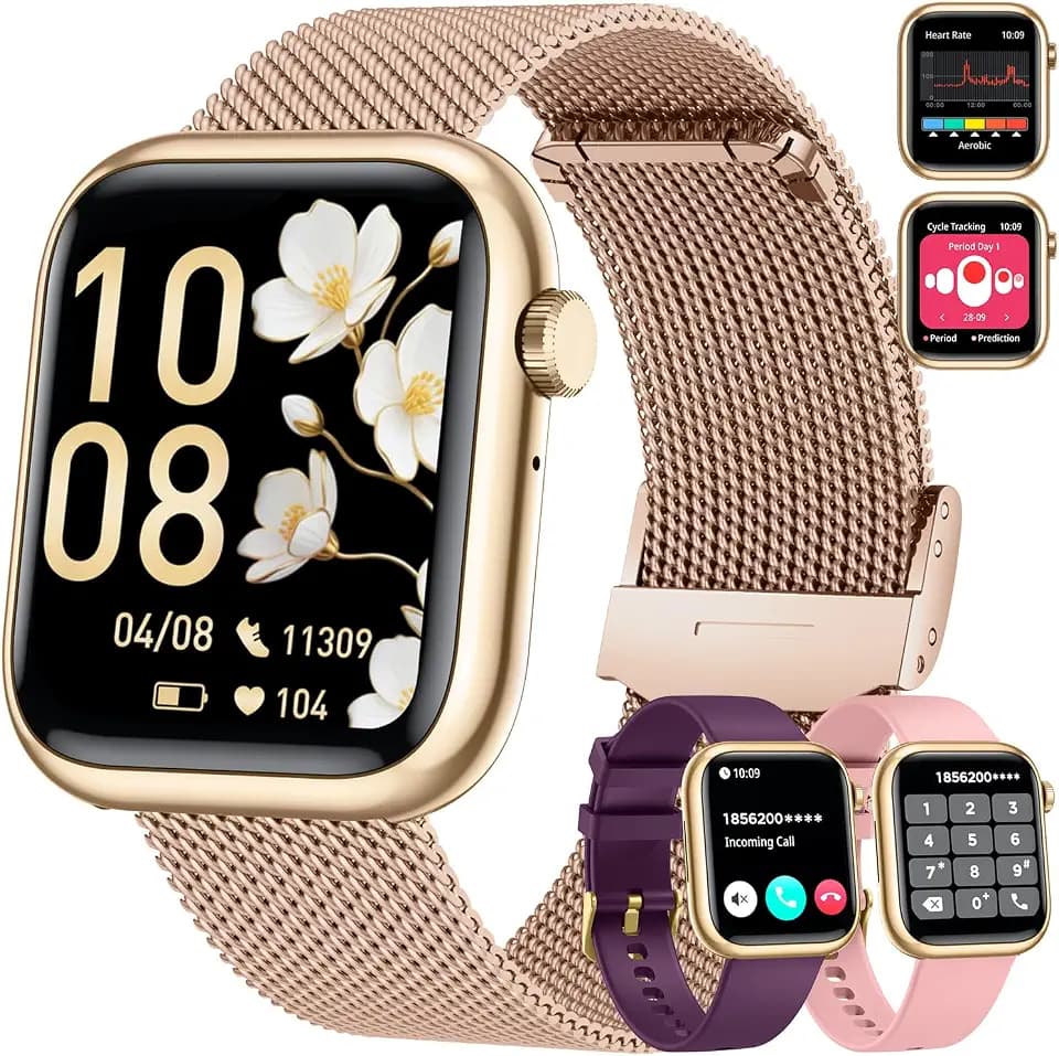 Smartwatch Damen Herren Telefonfunktion Fitnessuhr: 1,83''HD Touchscreen Smart Watch mit 120+Sportmodi mit Pulsmesser Schrittzähler IP68 Wasserdichter Fitness Tracker Uhr Kompatibel Android und iOS