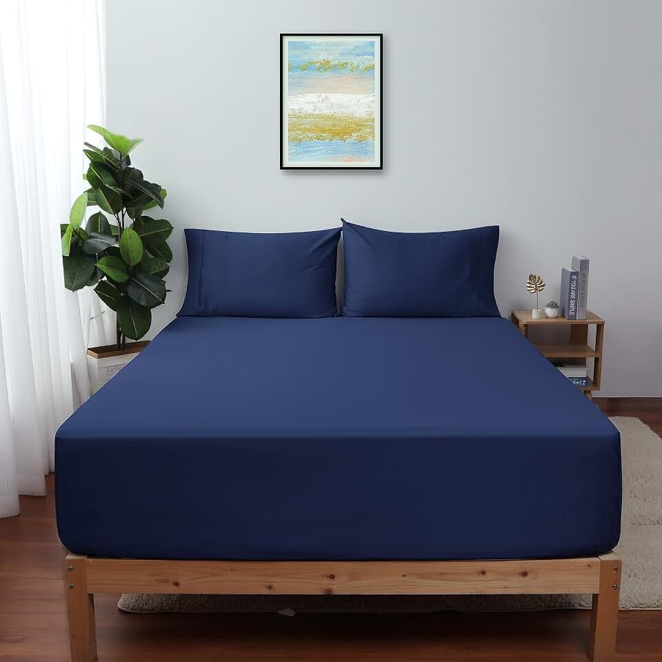 100% Egyptian Cotton Queen Size Fitted Sheet, 600 Thread Count Sateen