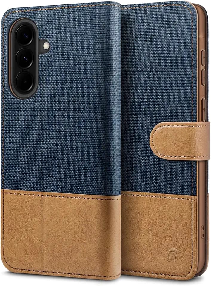 BEZ Handyhülle für Samsung Galaxy A57 5G Hülle, Tasche Kompatibel für Samsung A57 5G, Schutzhüllen aus Klappetui mit Kreditkartenhaltern, Ständer, Magnetverschluss, Blaue Marine