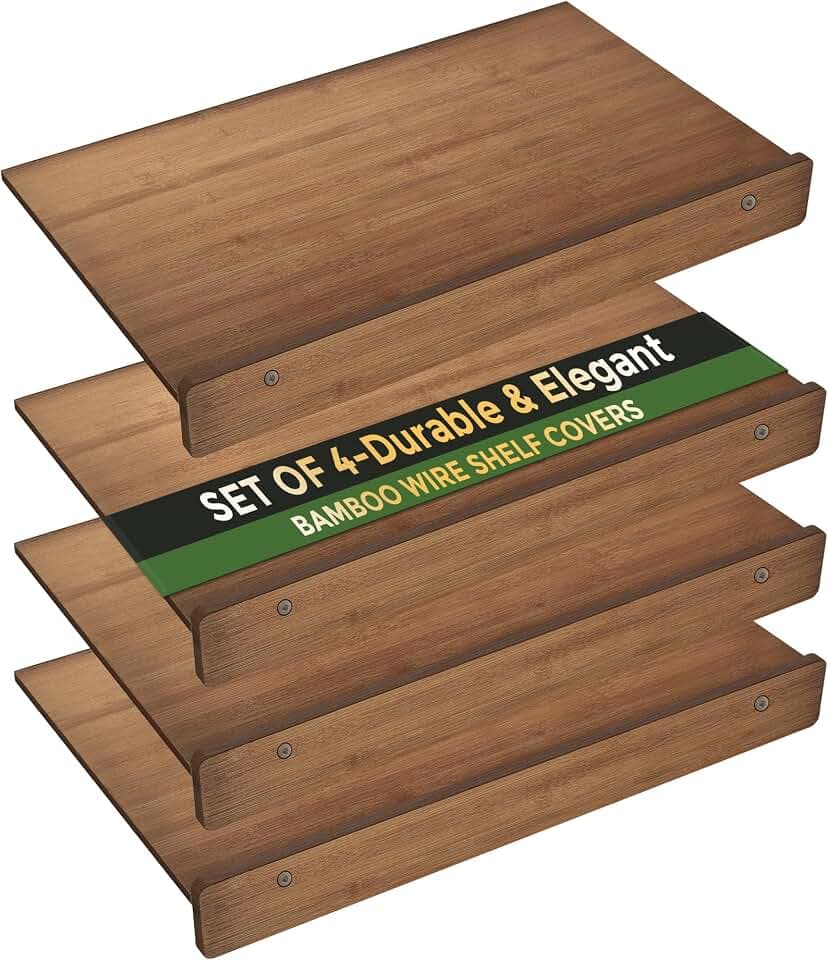 Bamboo Wire Shelf Covers, Wood Shelf Covers for Wire Shelving 24" W x 16" D