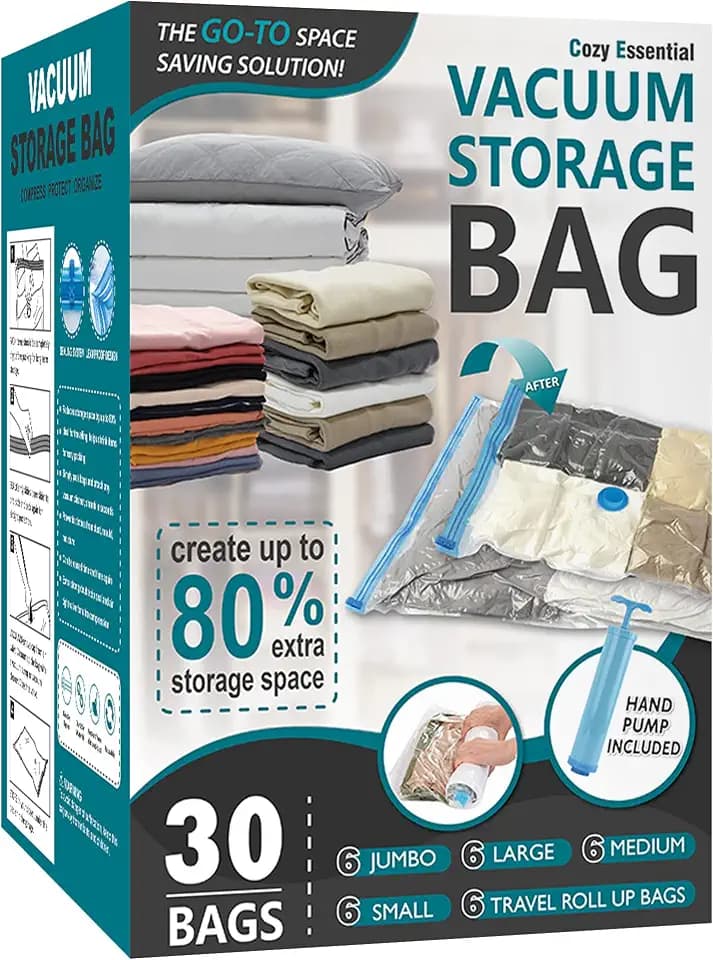 Vacuum Storage Bags with Hand Pump, Vacuum Seal Space Saver Bags,30 Combo