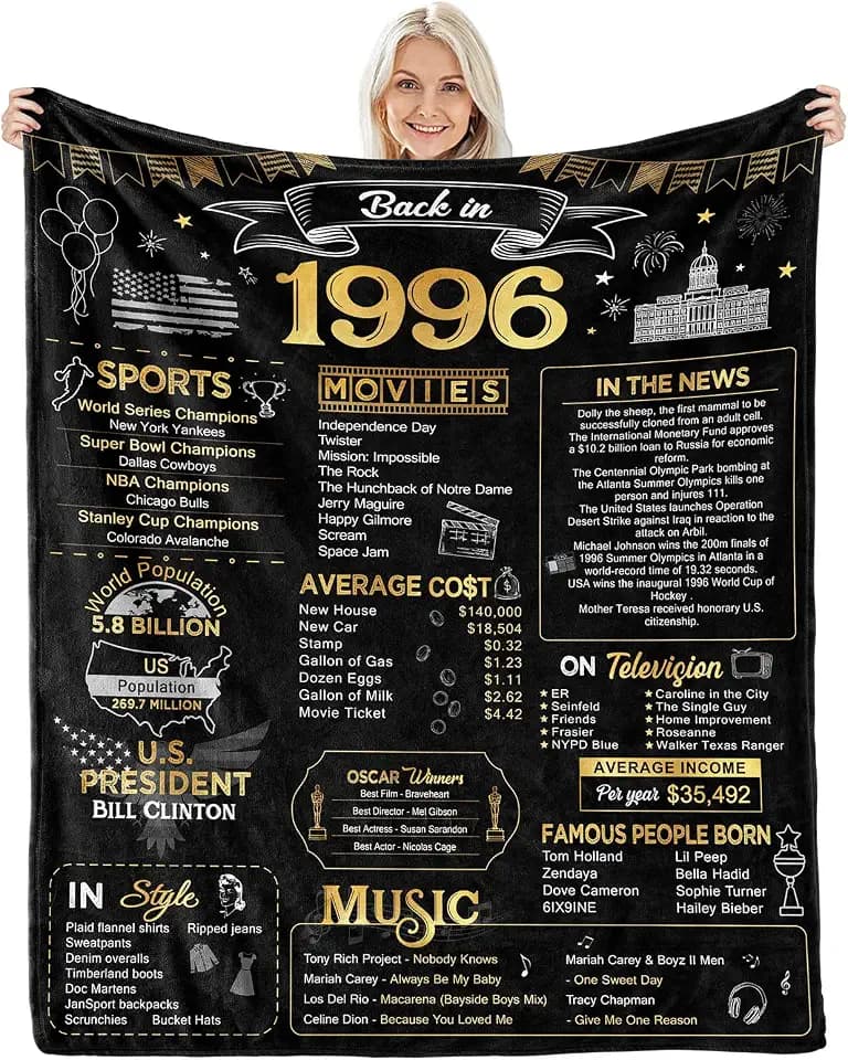30th Birthday Decorations for Women - 30 Year Old Women's Wedding Anniversary Blanket Gifts - 60Lx50W
