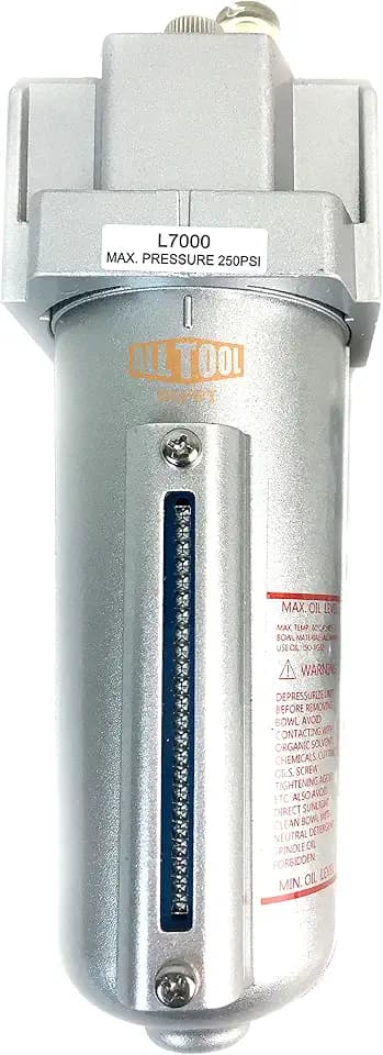 1/2” NPT HEAVY DUTY Lubricator Oiler For Compressed Air Lubricate Pneumatic Air Tools, Metal Bowl With Visible Sight Glass, 225 PSI Max