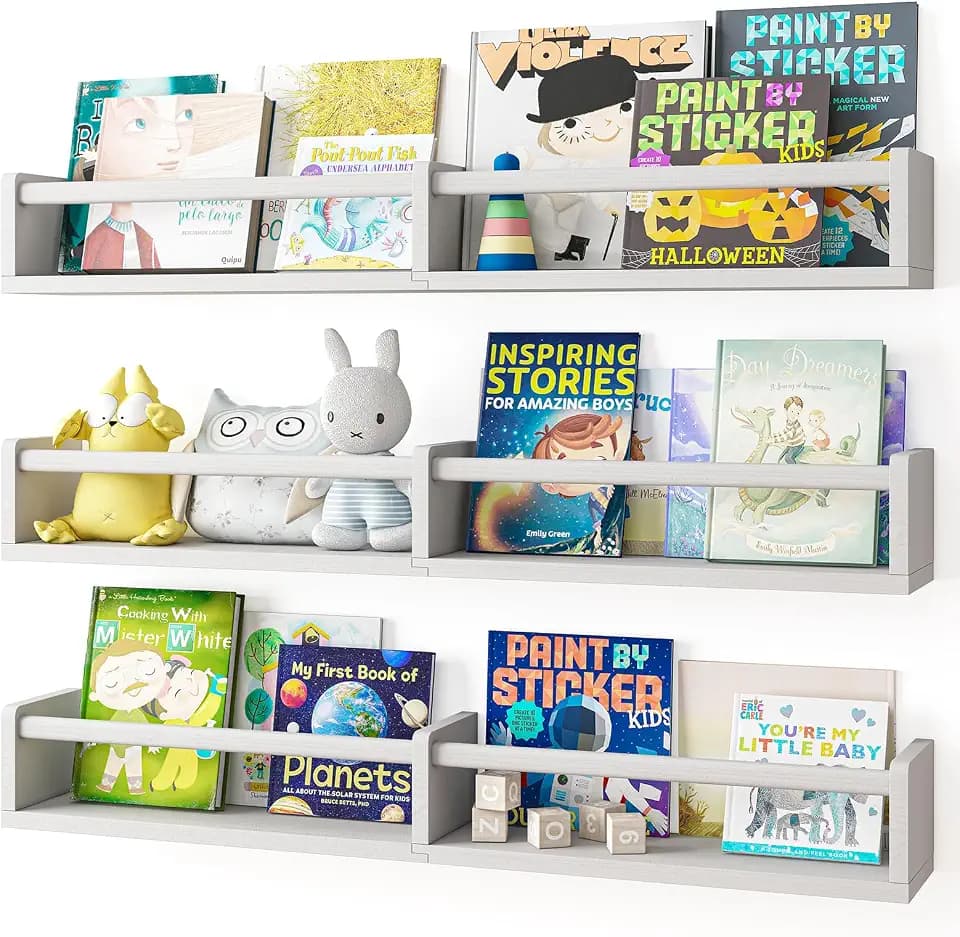 Fixwal Floating Nursery Book Shelves for Wall, 32in, Set of 3, White