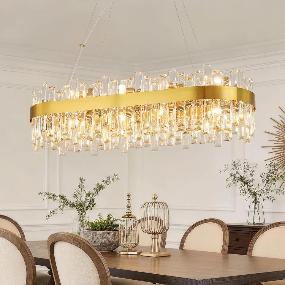 Weesalife 20-Lights D36 Inch Gold Crystal Chandeliers for Dining Room