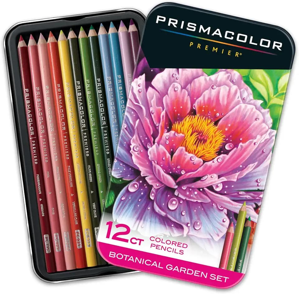 Prismacolor Premier Colored Pencils, Soft Core, Botanical Garden Set, 12 Count - Adult Coloring, Drawing, Creative, Art Supplies