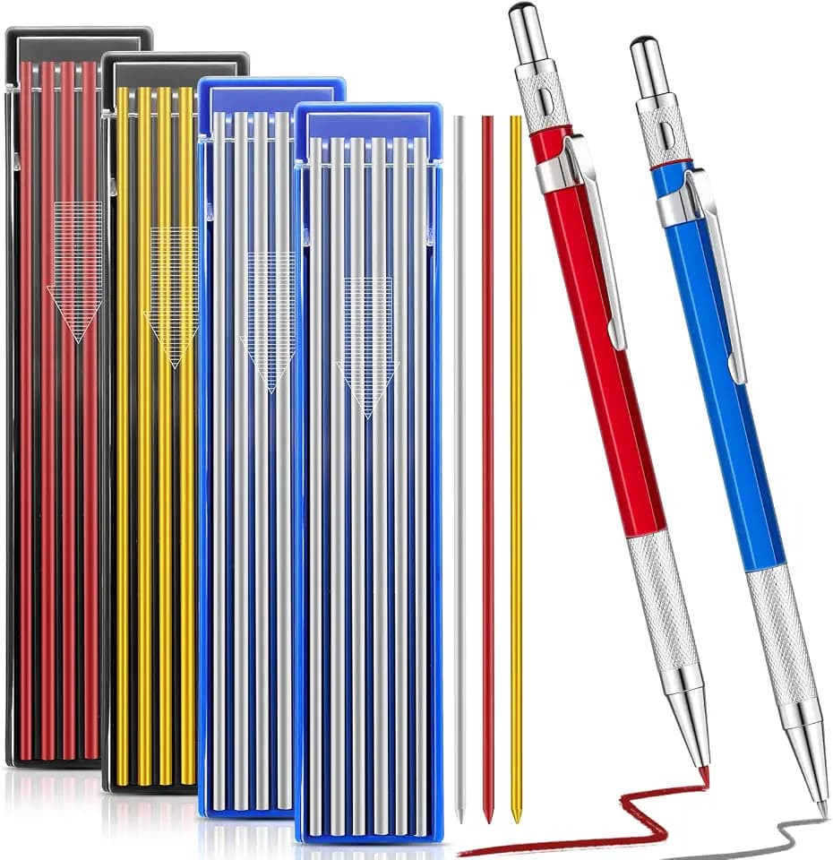 Gersoniel 2 Pcs Welders Pencil 48 Refill, Red, Silver, Yellow