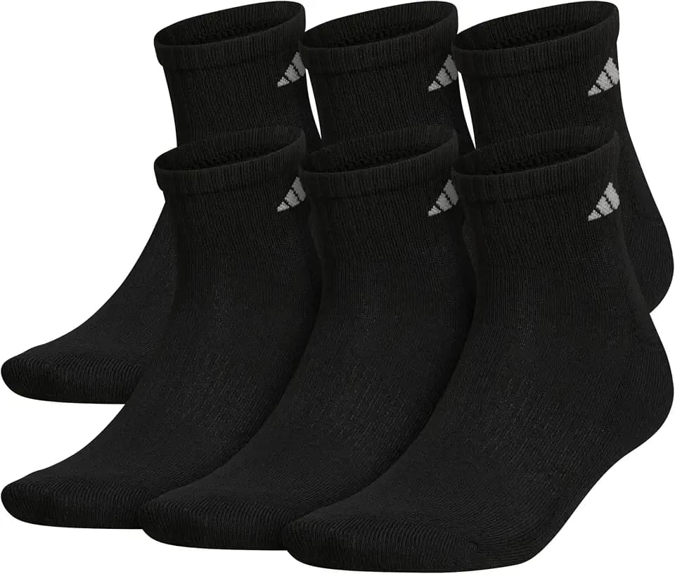 adidas Men's Athletic Cushioned Quarter Ankle Socks 6 Pairs